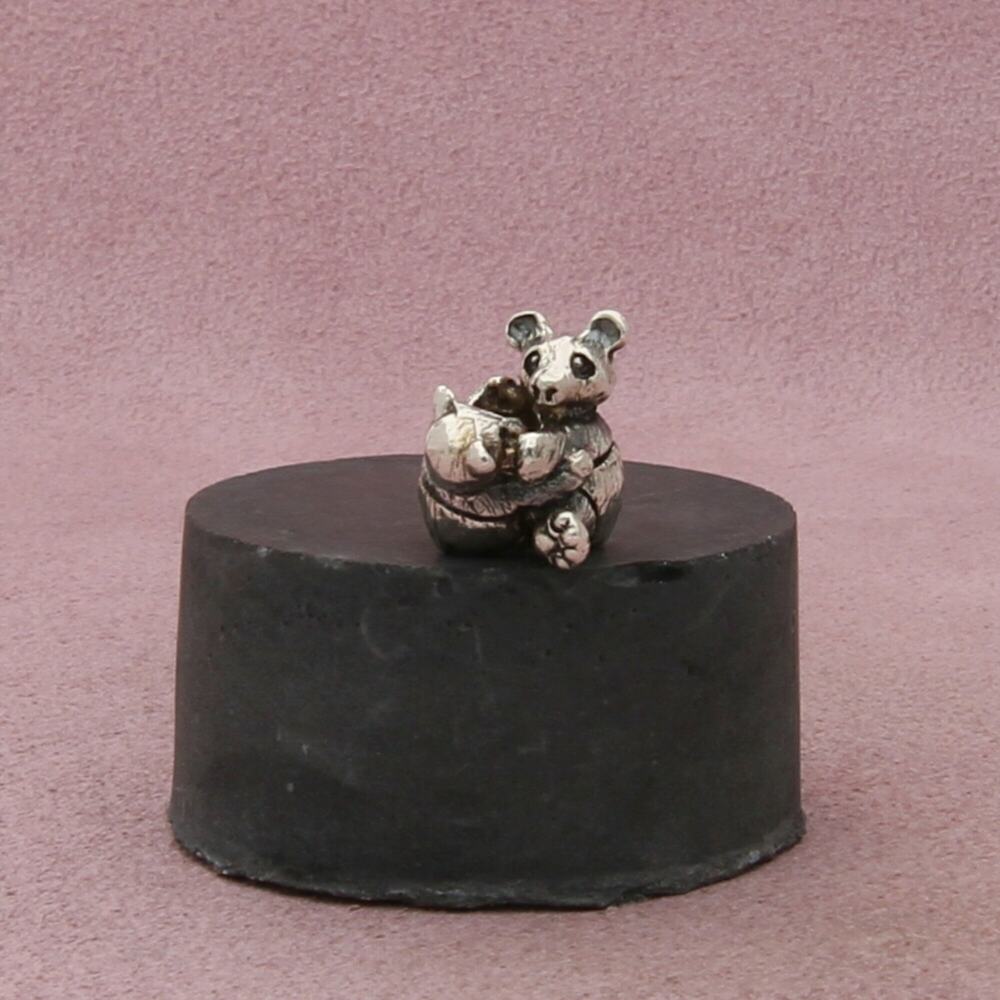 trollbeads sterling silver mom & baby panda retired bead charm